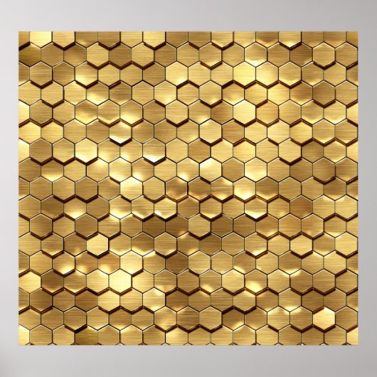 Golden Honeycomb 3D Render Textur Poster (Vorne)