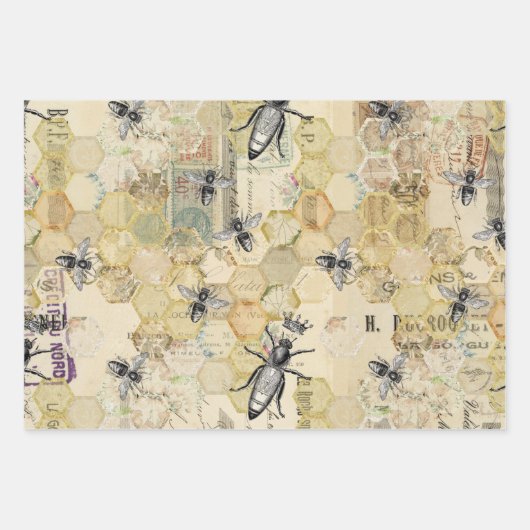 Golden Honeycomb Bee Geschenkpapier Set (Vorderseite 2)