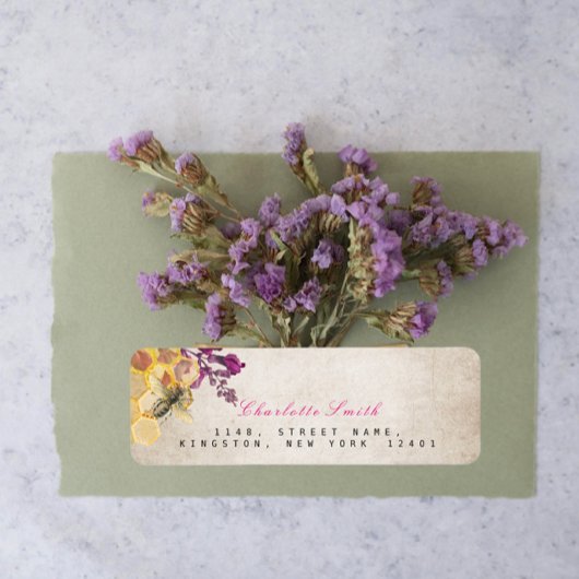 Golden Honeycomb Bee Vintage Rücksendeadressen-Auf