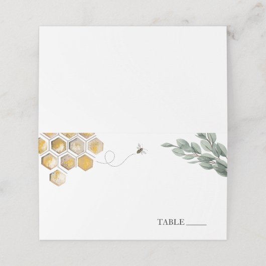 Golden Honeycomb Bees Name Platzkarten (Außenseite Aufgefaltet)