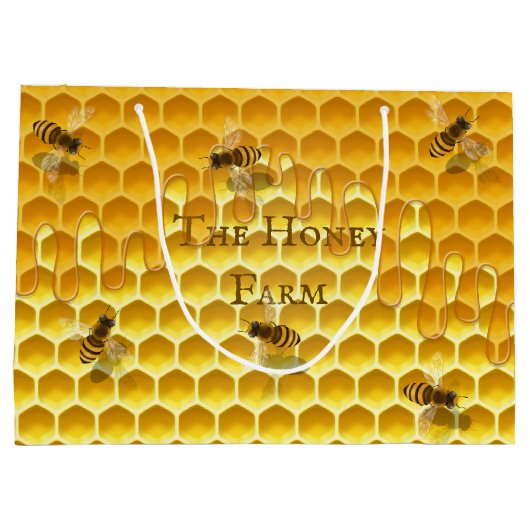 Golden Honeycomb & Bies Custom Large Shopping Bag Große Geschenktüte (Rückseite)