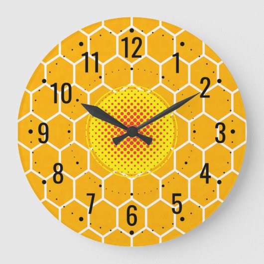 Golden Honeycomb Décor - Honey Bee Große Wanduhr (Vorderseite)