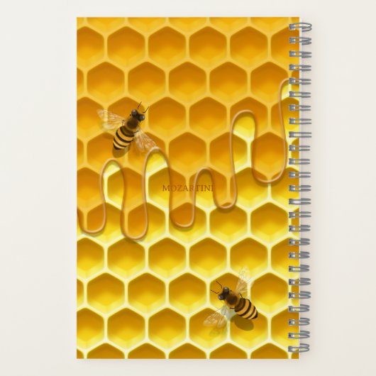 Golden Honeycomb & Honeybees Custom 5,5" x 8,5" Notizblock (Rückseite)