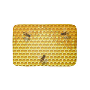 Golden Honeycomb mit Bienen individuell anpassbar Badematte