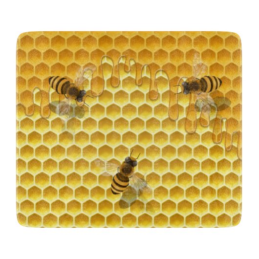 Golden Honeycomb mit Bienen individuell anpassbar Schneidebrett (Vorderseite)