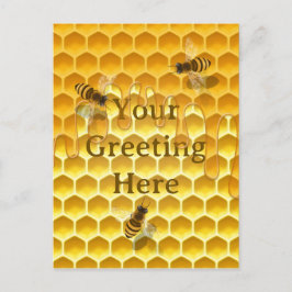 Golden Honeycomb mit Honeybienen Custom Postkarte