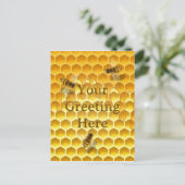 Golden Honeycomb mit Honeybienen Custom Postkarte (Stehend Vorderseite)