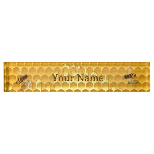 Golden Honeycomb mit Honeybienen Namensplakette (Vorderseite)