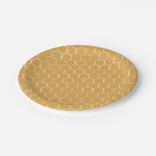 Golden Honeycomb Pattern Pappteller (Schrägansicht)