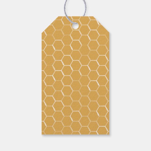 Golden Honeycomb Pattern Wedding Geschenkanhänger (Rückseite)