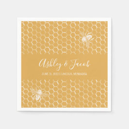 Golden Honeycomb Pattern Wedding Serviette