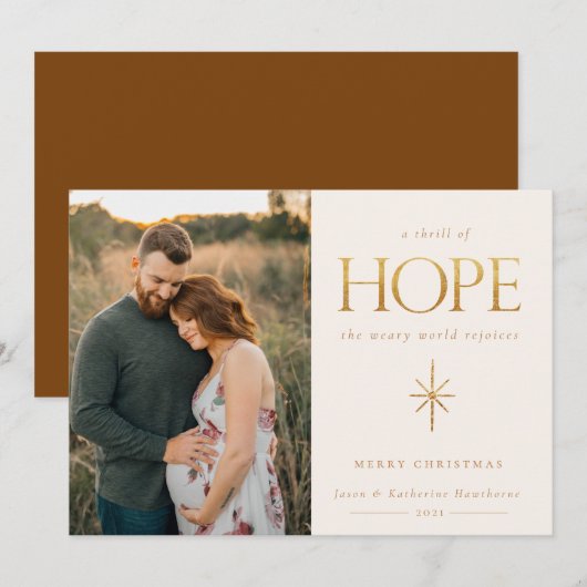 Golden Hope Family Foto Weihnachtskarte (Vorne/Hinten)