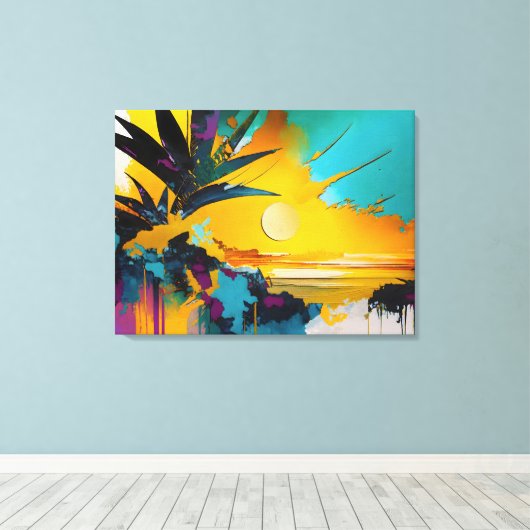 Golden Horizon – Abstract Tropical Sunset Leinwanddruck (Insitu (Holzboden))