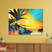 Golden Horizon – Abstract Tropical Sunset Leinwanddruck (Insitu (Wohnzimmer))
