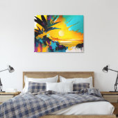 Golden Horizon – Abstract Tropical Sunset Leinwanddruck (Insitu (Schlafzimmer))