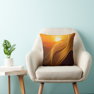Golden Horizon — Abstrakte Luxus-Kissenhülle Kissen