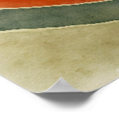 Golden Horizon - Abstrakte Wasserfarbe Sonne & Wav Poster (Ecke)