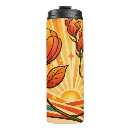 Golden Horizon Bloom Thermosbecher (Vorderseite)