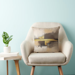 Golden Horizon – Minimalistische abstrakte Landsch Kissen
