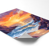 Golden Horizon | Ocean Yellow Sunset Watercolor Poster (Ecke)