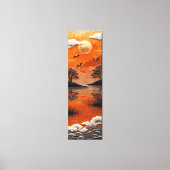 Golden Horizon Serenity Lake & Cranes Canvas Print Leinwanddruck (Vorderseite)
