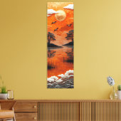 Golden Horizon Serenity Lake & Cranes Canvas Print Leinwanddruck (Insitu (Wohnzimmer))