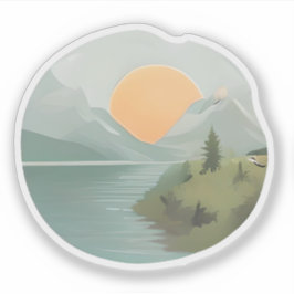Golden Horizon: Sonnenuntergang am See Aufkleber
