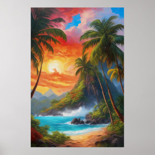 Golden Horizon, Sonnenuntergang am Strand Poster