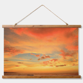 Golden Horizon Sunset Wall Hanging Art Wandteppich Mit Holzrahmen