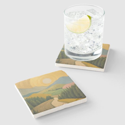 Golden Horizon Trail Steinuntersetzer (Seitenansicht)