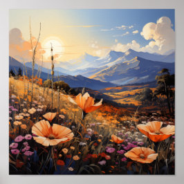 Golden Horizon Wildblume Fjord Poster
