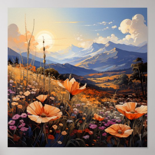 Golden Horizon Wildblume Fjord Poster (Vorne)