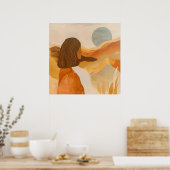 Golden Horizons - Abstrakte Wüstenfrau Poster (Küche)