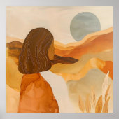 Golden Horizons - Abstrakte Wüstenfrau Poster (Vorne)