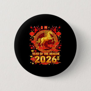 Golden Horse Chinesisches Neujahr 2026 Drache Zodi Button