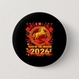 Golden Horse Chinesisches Neujahr 2026 Drache Zodi Button