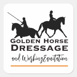 Golden Horse Dressur- und Working Equitation-Aufkl Quadratischer Aufkleber