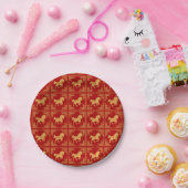 Golden Horse Greek Ornament Frame Red Pappteller (Party)