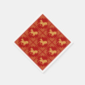 Golden Horse Greek Ornament Frame Red Serviette (Ecke)