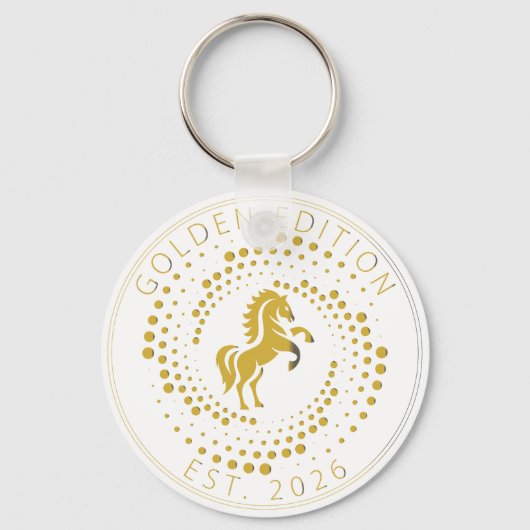 Golden Horse Logo Custom Text Classic Icon  Schlüsselanhänger (Vorderseite)