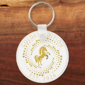 Golden Horse Logo Custom Text Classic Icon  Schlüsselanhänger (Rückseite)