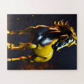 Golden Horse Logo Puzzle | Luxury Powerful Horse J (Horizontal)