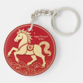 Golden Horse Red Chinese New Year 2026 Schlüsselanhänger (Rückseite)