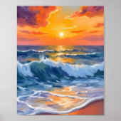 Golden Hour Beach Sunset Coastal Poster (Vorne)