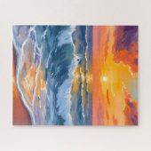 Golden Hour Beach Sunset Coastal Puzzle (Horizontal)