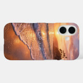 Golden Hour Beach Waves Photo Monogram iPhone Case (Rückseite (Horizontal))