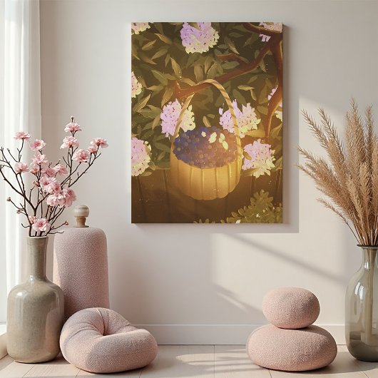 Golden Hour Blueberry Basket Leinwand