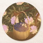 Golden Hour Blueberry Basket Runder Pappuntersetzer (Vorderseite)