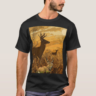 Golden Hour Buck - Schwimmende Blasen Wildlife-Kun T-Shirt