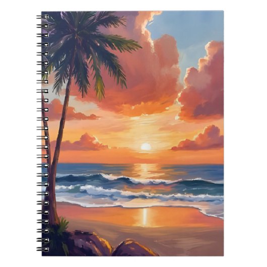 Golden Hour Cove | Tropical Ocean Watercolor Notizblock (Vorderseite)